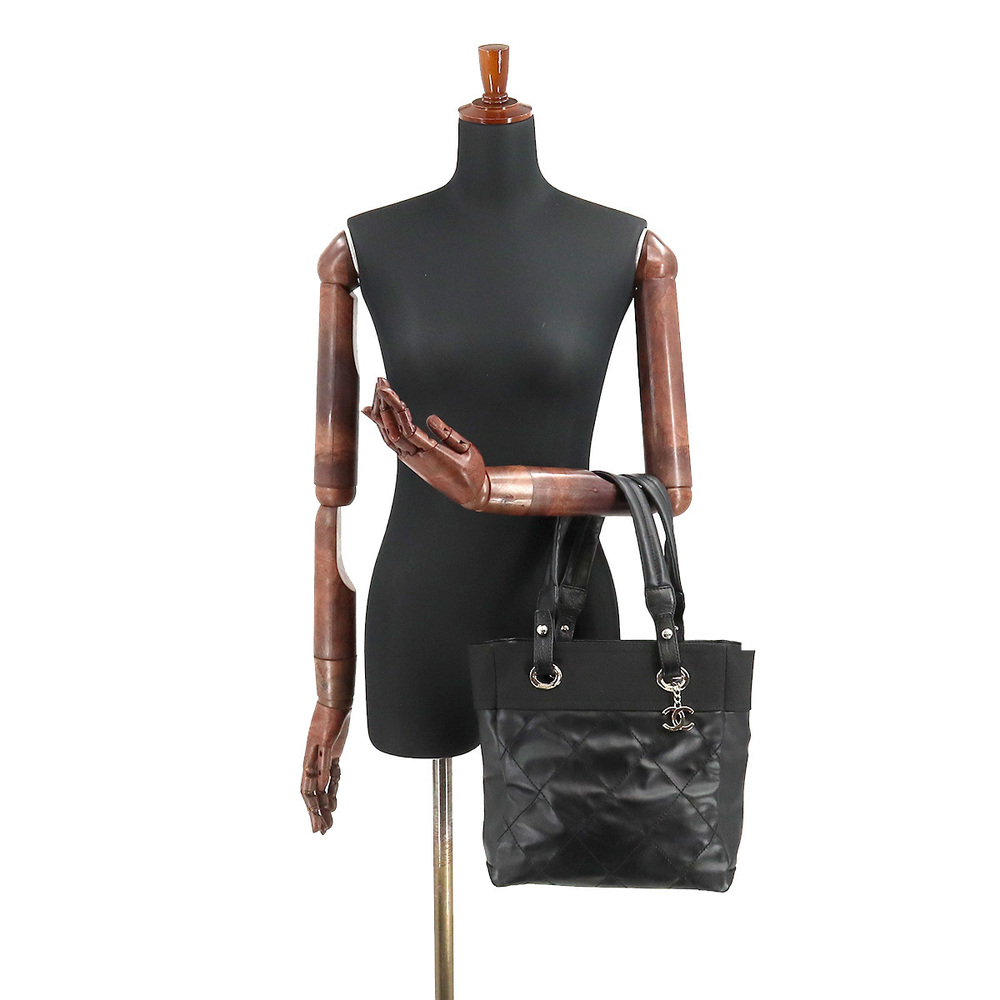 Chanel Paris Biarritz PM Tote Bag Pvc Nylon Leather Black - Picture 9 of 9